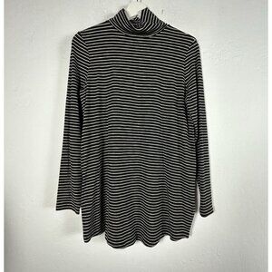 J. Jill Womens Black & White Striped Long Sleeve Turtleneck Top XS Stretch New